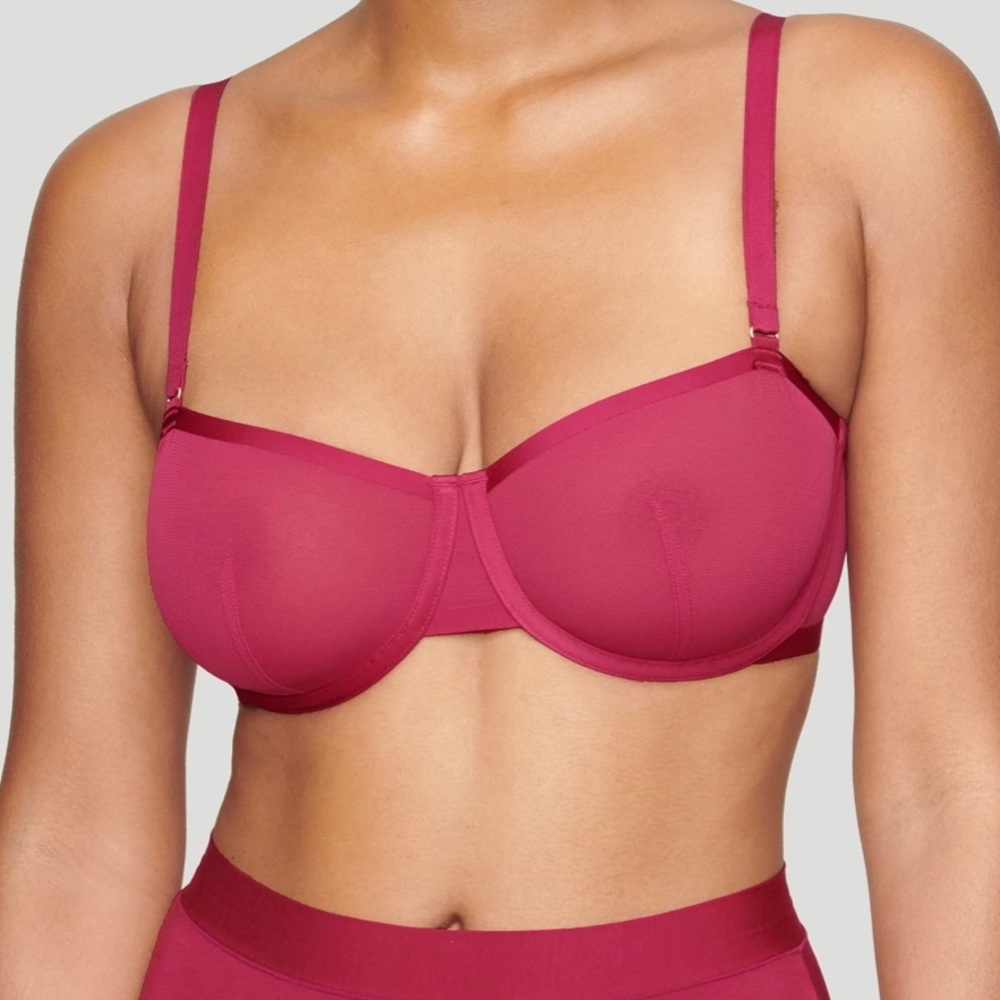 CUUP Sheer Underwire Bra in Raspberry - Picture 2 of 12